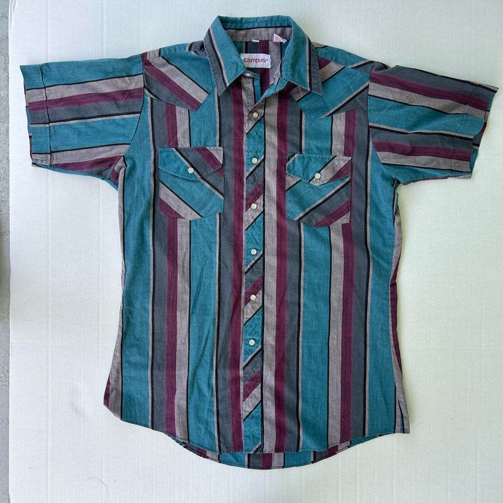 Western Pearl Snap Short Sleeve Shirt Campus Stripes